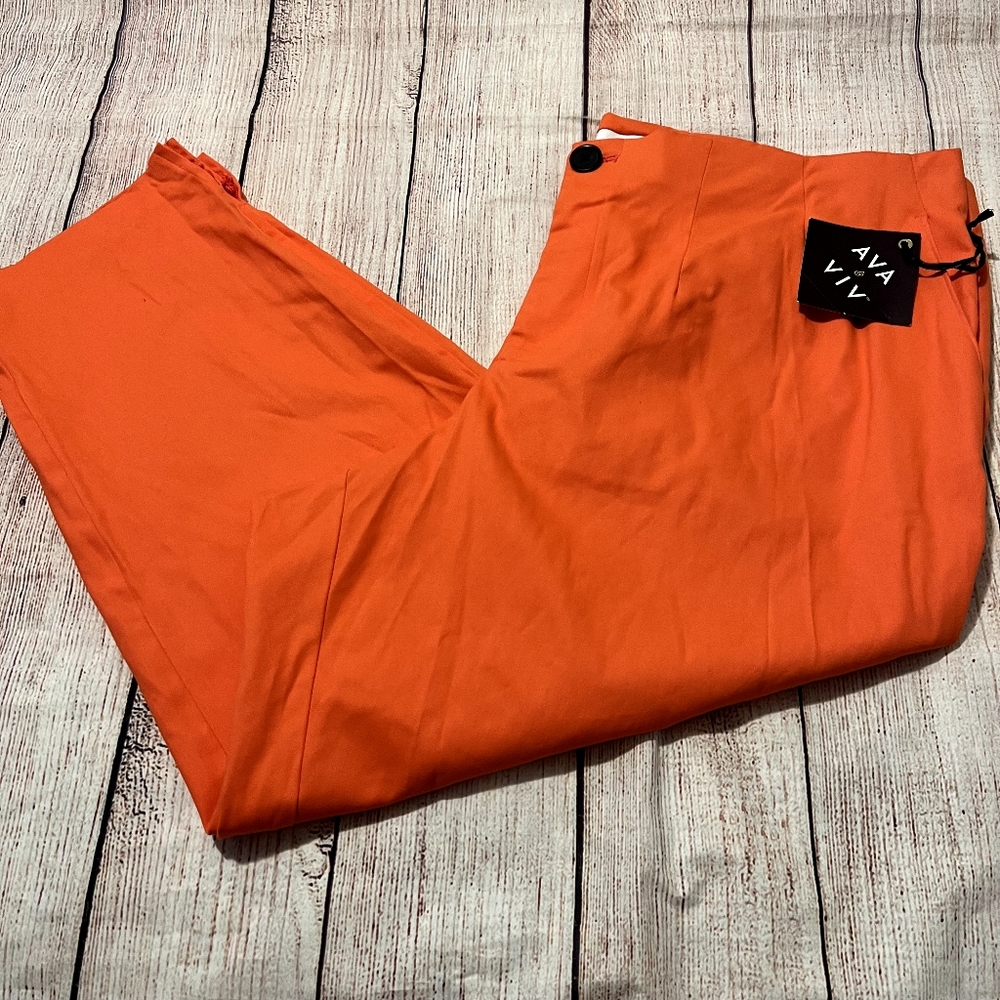 Ava & Viv women's plus size coral pink high rise tapered ankle pants. Size 22W